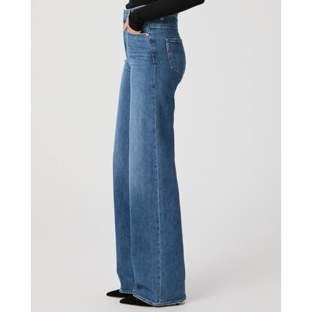 NWT Paige Sasha Wide-Leg Jeans Jewel Button Chance Distressed 28 - Picture 8 of 10